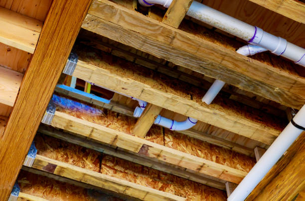 istock Under construction new bathtub home PVC waste water system rough plumbing bathroom 1293425943