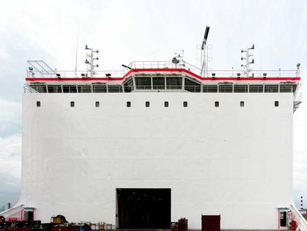 bridge of modern ro ro vessel in dry dock