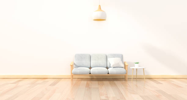 istock minimal interior design room with sofa, low table, Decoration plant and japan style design Hanging lamp light in wall.3D rendering interior design. Modern living room Japanese style.3D rendering 1293428687