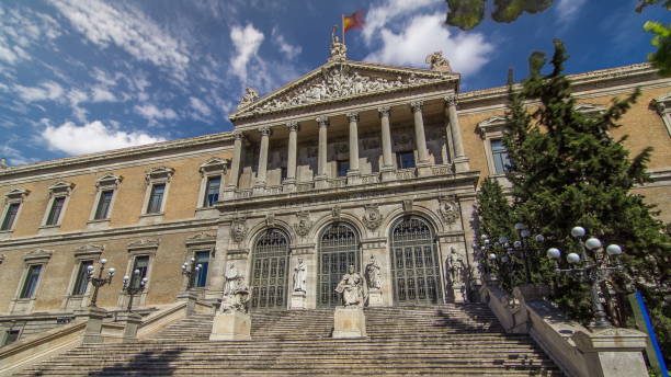 National Library of Spain timelapse hyperlapse is a major public library, largest in Spain and one of largest libraries in the world. It is located in Madrid, on the Paseo de Recoletos