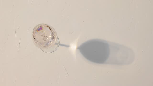 glass of fizzy drink with moving dropping shadow