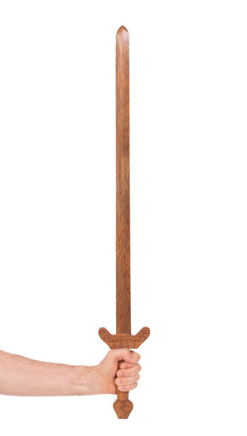 istock Chinese wooden sword isolated on a white background 1293439720
