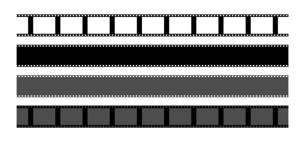 istock Film strip set. Black and transparent filmstrips. Vintage camera roll. Vector illustration 1293441128