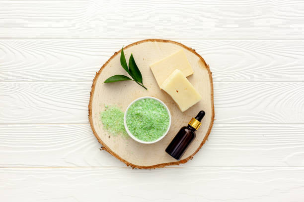 istock Organic spa cosmetics with tea tree oil and sea salt 1293442411