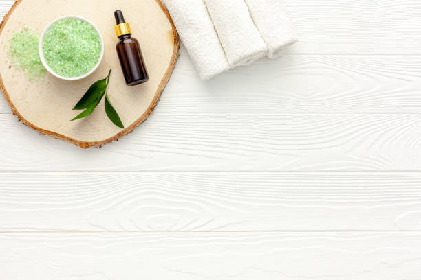istock Organic spa cosmetics with tea tree oil and sea salt 1293442532