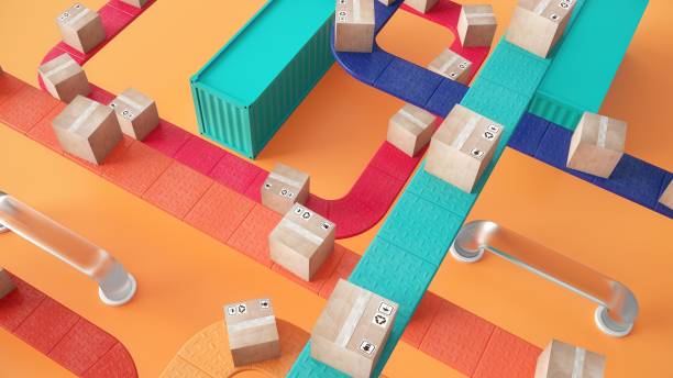 istock Cardboard Boxes on a Conveyor Line in Distribution Warehouse 1293446705