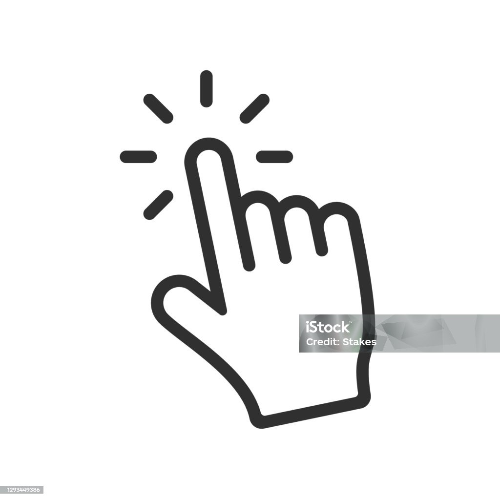 Clic de curseur de main d’ordinateur, effet de clic de pointeur de main, illustration de vecteur - clipart vectoriel de Souris d'ordinateur libre de droits