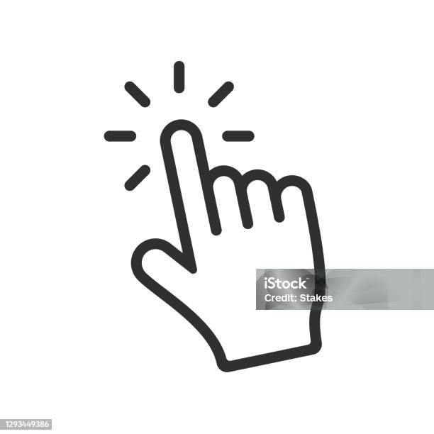 Computer Hand Cursor Click Hand Pointer Clicking Effect Vector Illustration Stock Illustration - Download Image Now