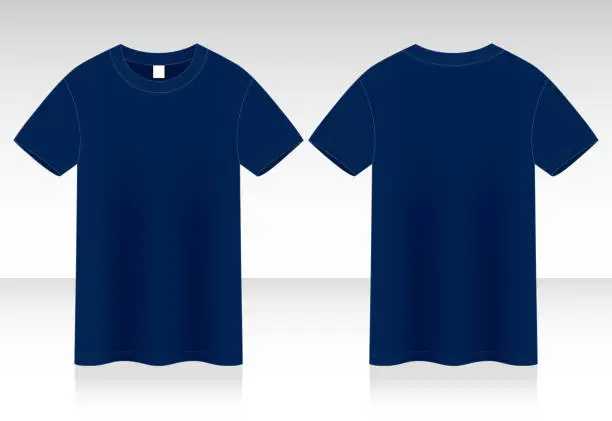Vector illustration of Blank Navy Blue T-Shirt Vector For Template