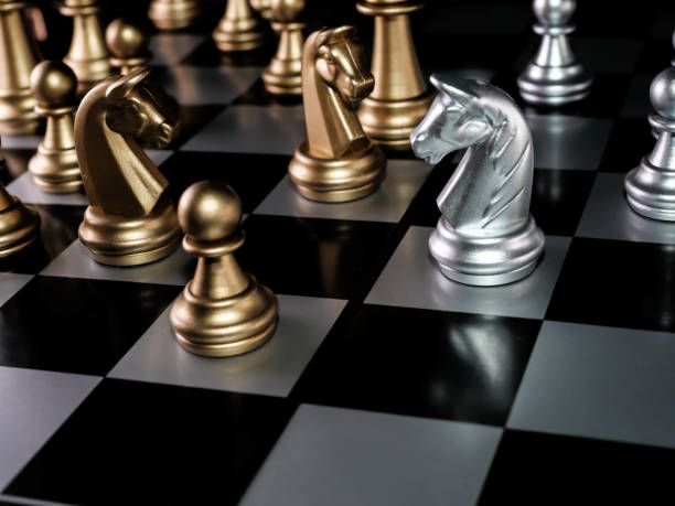 istock Chess board game. Strategy ideas concept business futuristic graphic icon. 1293451412