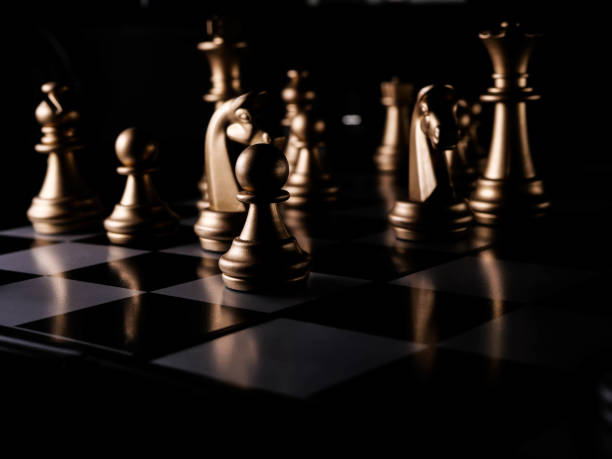 istock Chess board game. Strategy ideas concept business futuristic graphic icon. 1293451478
