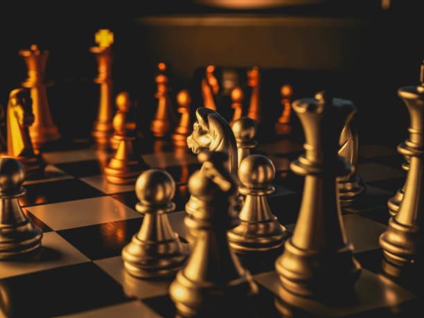 istock Chess board game. Strategy ideas concept business futuristic graphic icon. 1293452804
