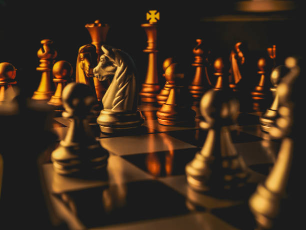istock Chess board game. Strategy ideas concept business futuristic graphic icon. 1293452821