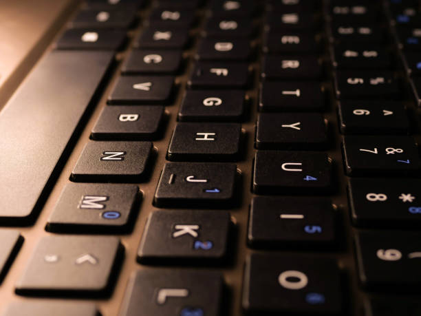 istock keyboard white, gray, black laptop. Laptop keyboard. 1293453169