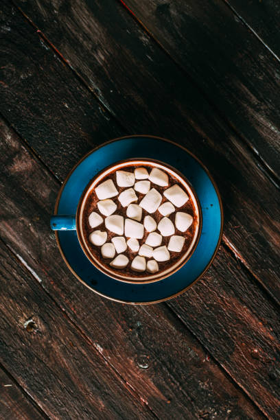 istock Flat Lay Homemade Hot Chocolate Served With Marshmallows 1293458692