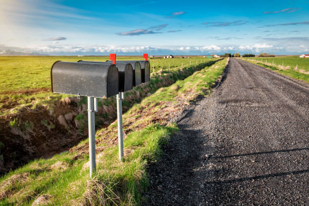 four mailboxes near the farm