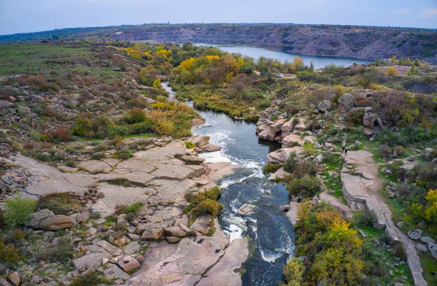 istock Small fast waterfall Kamenka in the evening light in Ukraine 1293465450