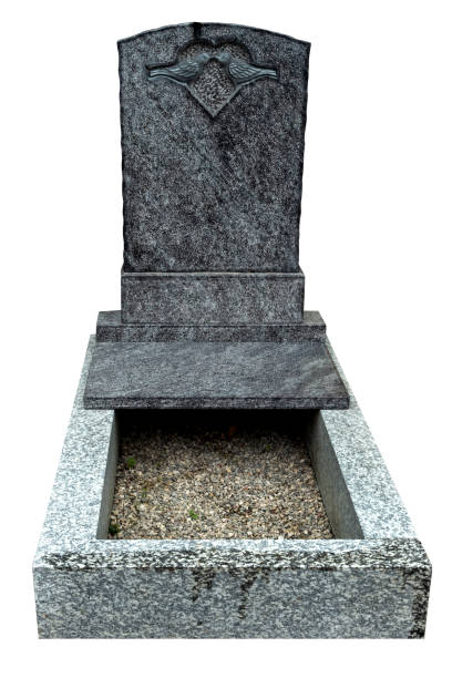 istock Grave stone with grave border isolated on white background 1293469774