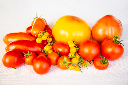 Different varieties of fresh tomatoes