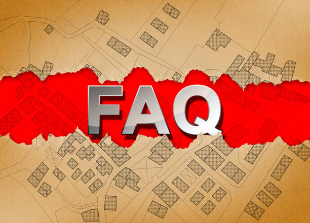 istock FAQ Frequently Asked Questions about cadastral issues, urban planning and construction industry - concept with an imaginary cadastral map of territory 1293470327