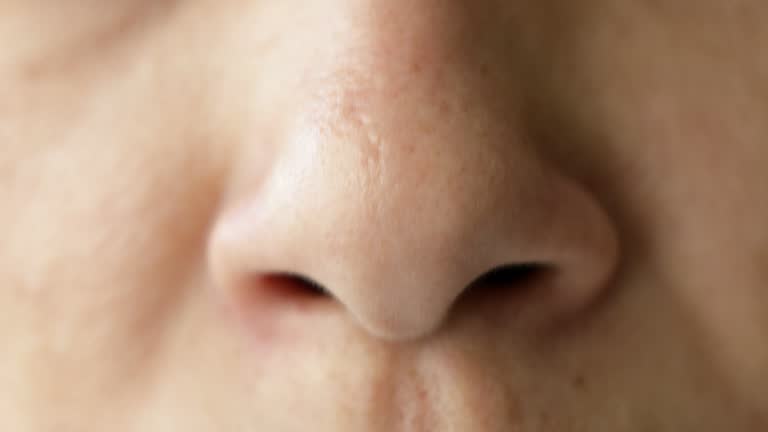 Nose smelling - close up