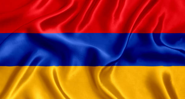 indicateur de soie d’arménie - armenian flag photos et images de collection