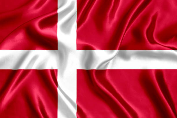 flag of denmark silk - danish flag imagens e fotografias de stock