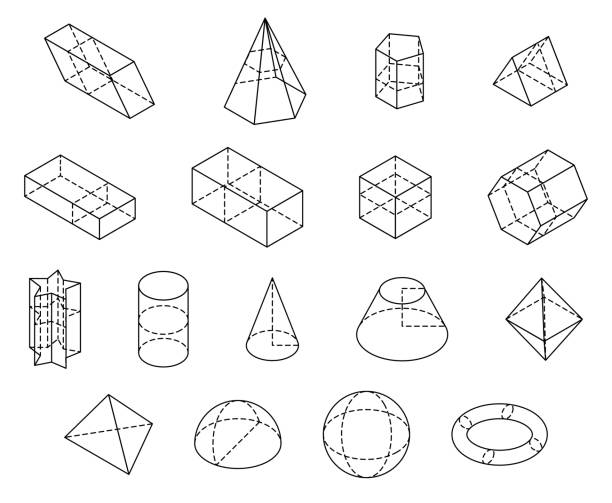 ilustraciones, imágenes clip art, dibujos animados e iconos de stock de formas básicas isométricas de contorno negro aisladas - prismas rectangulares