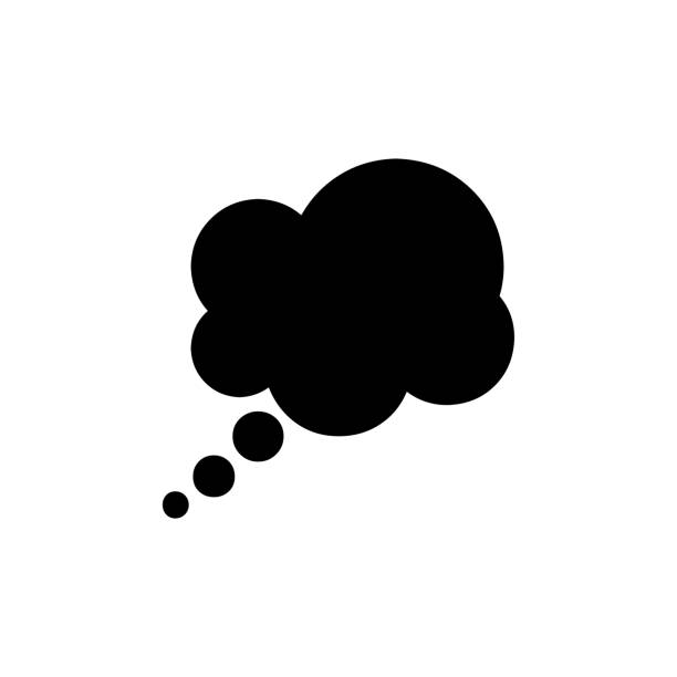 ilustrações, clipart, desenhos animados e ícones de pensei ícone vetor de balão. emoji plano da bolha do pensamento isolado, símbolo emoticon - vetor - shape comic book label text