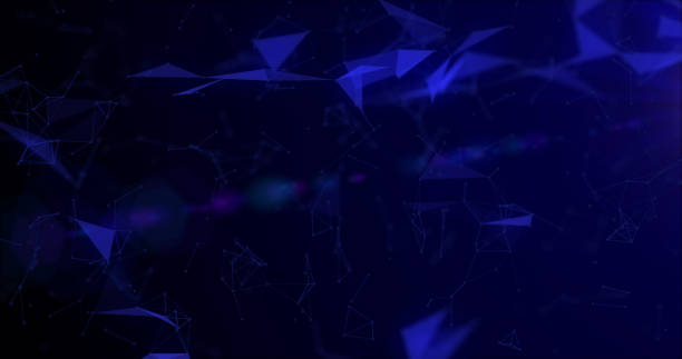 istock 3D Blue Abstract geometric background. Triangles, dots and lines are connecting with shine. stock photo 1293478603