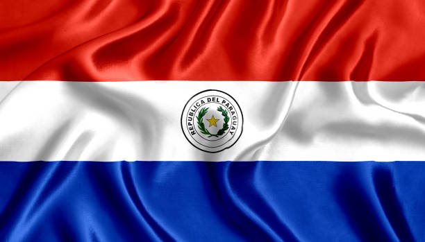 Flag of Paraguay silk Flag of Paraguay silk. paraguay stock pictures, royalty-free photos & images