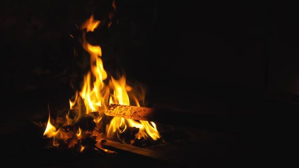 forjar fuego en el horno. herrero templa un producto de acero en una estufa. forja smithy para endurecimiento y calefacción de hierro. estufa herrero. cámara lenta. - resurgimiento neoclásico fotografías e imágenes de stock