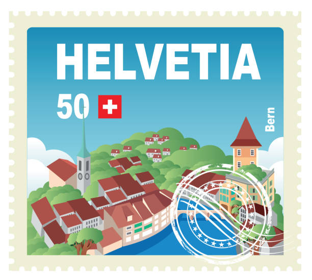 illustrations, cliparts, dessins animés et icônes de helvetia stamp, berne - helvetia