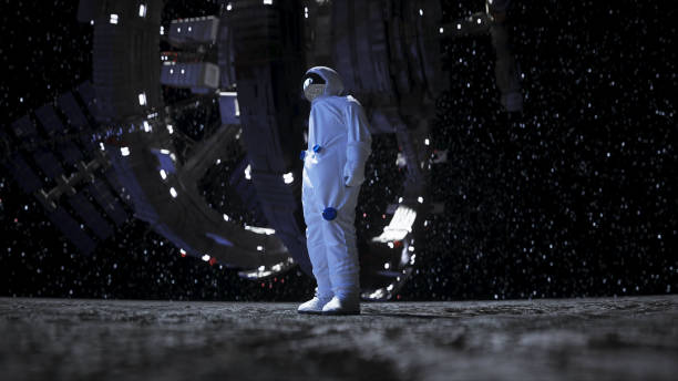 istock Astronaut on the moon stay idle. 3d render. 1293484532