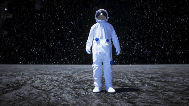 istock Astronaut on the moon stay idle. 3d render. 1293484557