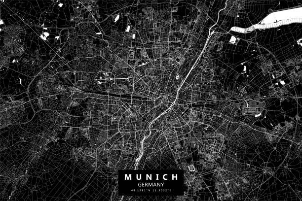 stockillustraties, clipart, cartoons en iconen met münchen, duitsland vector kaart - münchen