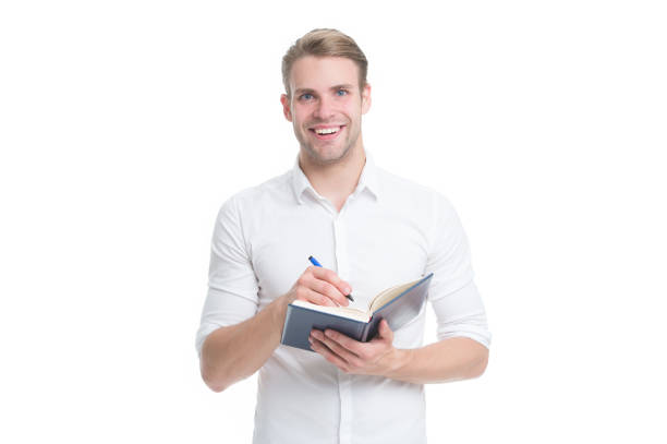 istock Find inspiration in book. University male student with lecture notes. Self education. Inspiration and muse. Keep studying. Thirst of knowledge. College student. Businessman hold book. Reading book 1293491250