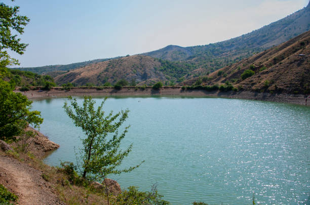 Landscape with mountain lake Panagia in Zelenogorye in Crimea