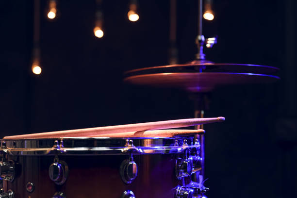 istock Snare drum and hi-hat in the dark close up. 1293494939