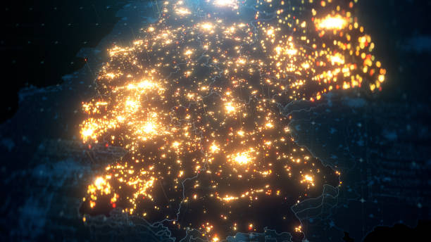istock Night Map of China with City Lights Illumination 1293496184