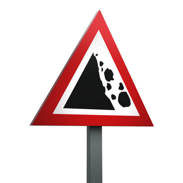 istock 3D Render Road Sign of Falling or fallen rocks Isolated on a White Background 1293499766