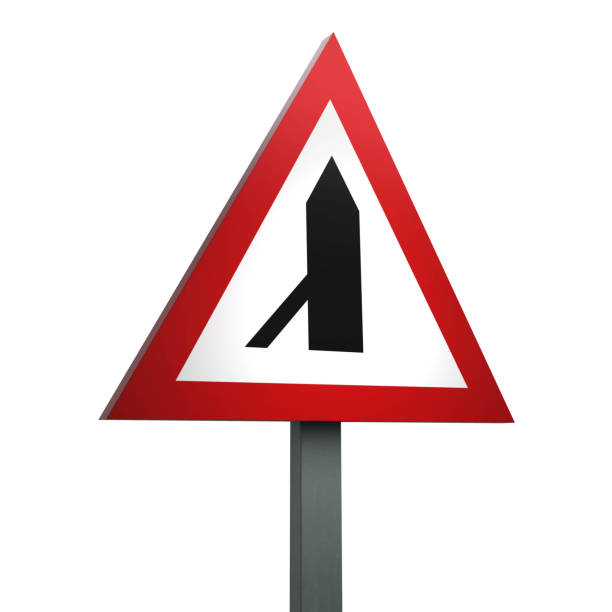 istock 3D Render Road Sign of Traffic merging from left ahead Isolated on a White Background 1293499784