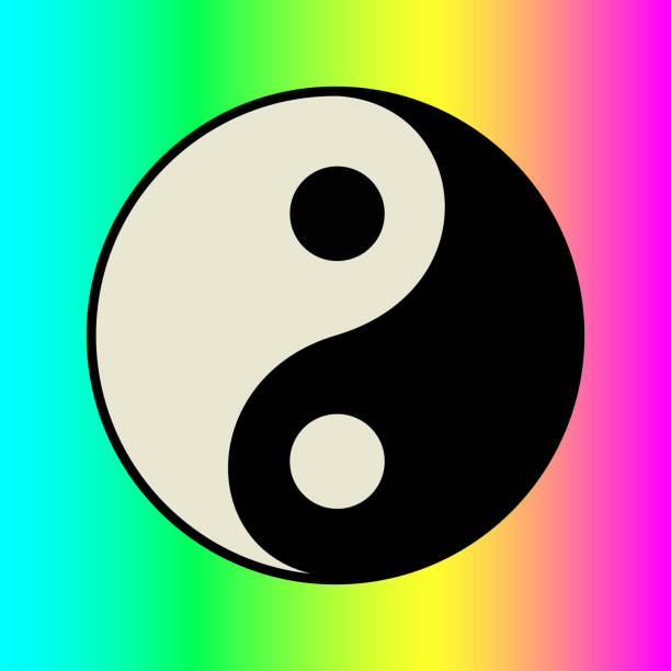 ilustraciones, imágenes clip art, dibujos animados e iconos de stock de símbolo de yin yang - alternative medicine spa treatment hippie health spa