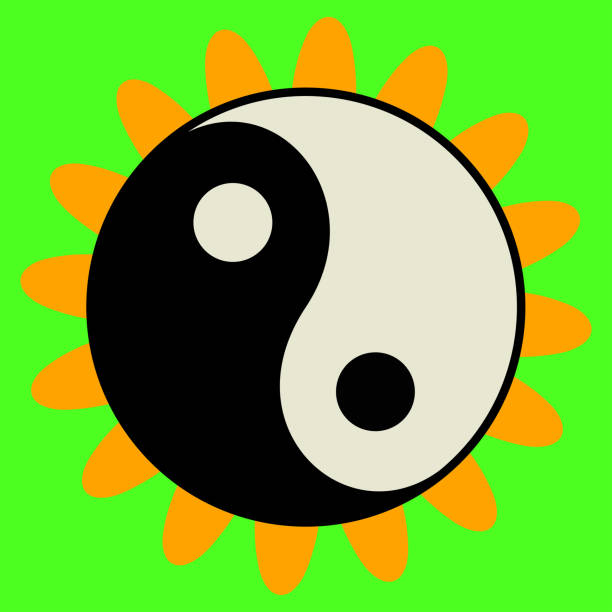 yin yang symbol - alternative medicine spa treatment hippie health spa stock illustrations