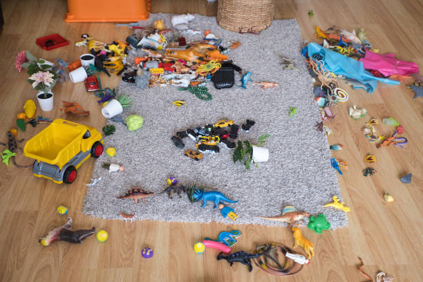 A Messy Child Room with Variety of Toys A Child room is so messy and full of toys. playroom stock pictures, royalty-free photos & images
