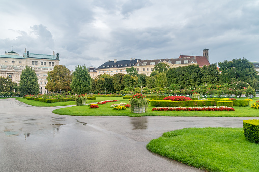 Volksgarten (People's Garden) after rain in Vienna, Austria.