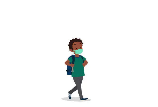 Vector illustration of Back to school in the COVID-19 pandemic