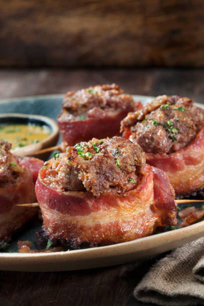 istock Bacon Wrapped Meatloaf Bites with a Honey Dijon Dip 1293518469