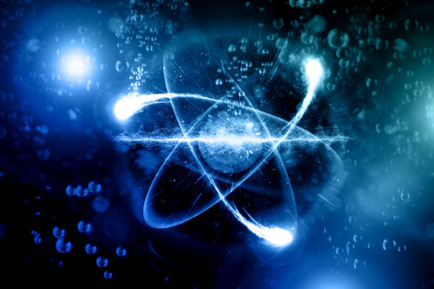 atomic particle 3d illustration - proton imagens e fotografias de stock