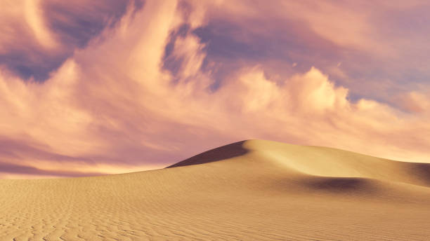 istock Sandy dunes in desert under cloudy sky at dusk 3D 1293522507